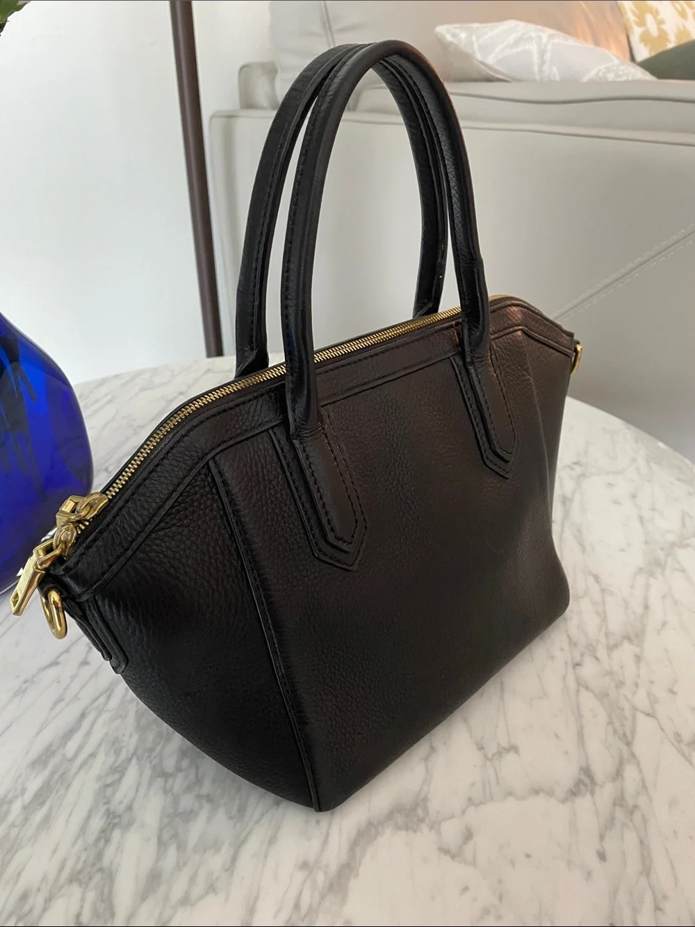 J. Crew Structured Black Leather Satchel Handbag